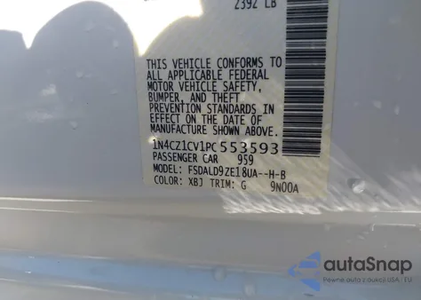 2023 Nissan Leaf Sv Plus 60 Kwh из США, поврежденный, VIN 1N4CZ1CV1PC553593